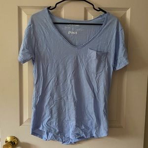 Pact Light Blue v-neck t-shirt with pocket